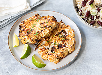 Cauliflower Steaks with Rice and Red Kidney Beans