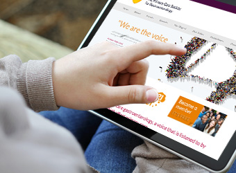 Browsing the new PCSG website on a tablet computer