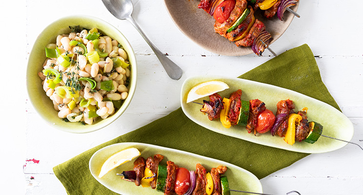Spiced Lamb Kebabs with Cannellini Beans